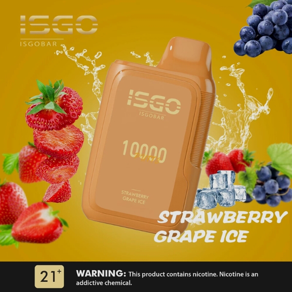 ISGO BAR 10000 PUFFS DISPOSABLE IN UAE STRAWBERRY GRAPE ICE