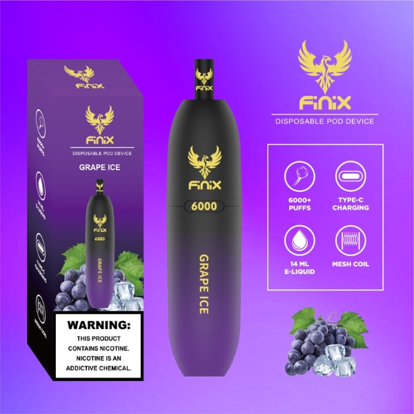 FINIX 6000 PUFFS BEST DISPOSABLE IN UAE GRAPE ICE