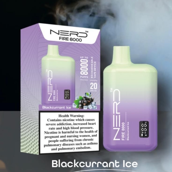 BEST NERD FIRE 8000 PUFFS DISPOSABLE IN DUBAI BLACKCURRANT ICE