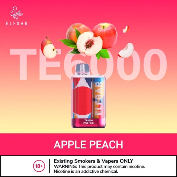ELF BAR TE6000 PUFFS BEST DISPOSABLE VAPE UAE apple peach