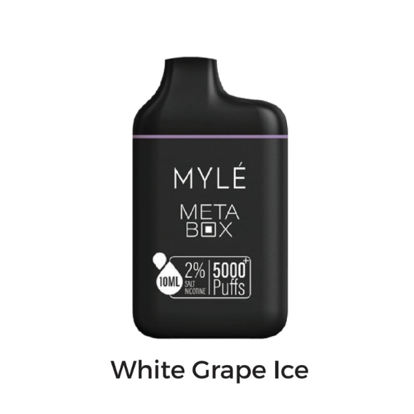 MYLE META BOX 5000 PUFFS BEST DISPOSABLE IN DUBAI WHITE GRAPE ICE