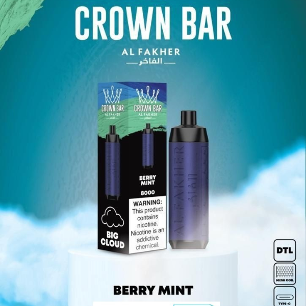 Al Fakher 8000 Puffs Crown Bar Disposable 5mg DTL (BIG CLOUD)